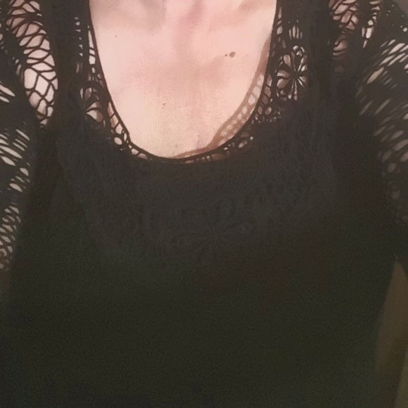 Goth Black Mesh Hi Lo Tunic Top XL - Picture 10 of 12